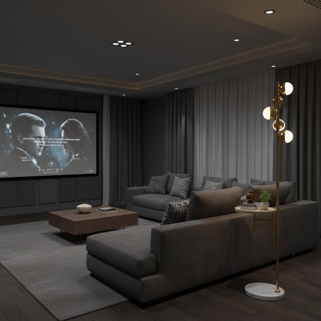 Floor Lamp with Built-in Table