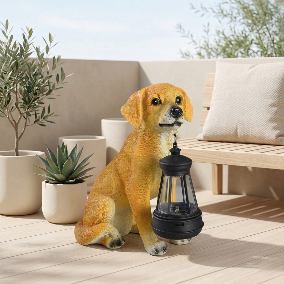 Solar Dog Garden Statue