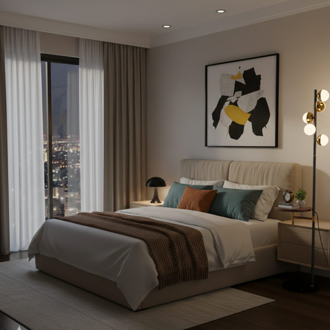 Floor Lamp with Built-in Table