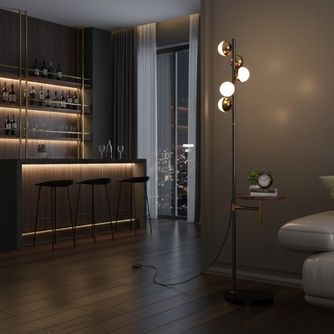 Floor Lamp with Built-in Table