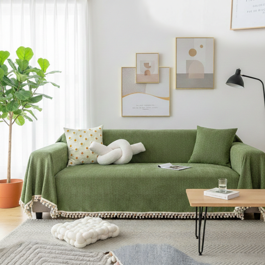 Herringbone Sofa Cover with Tassels
