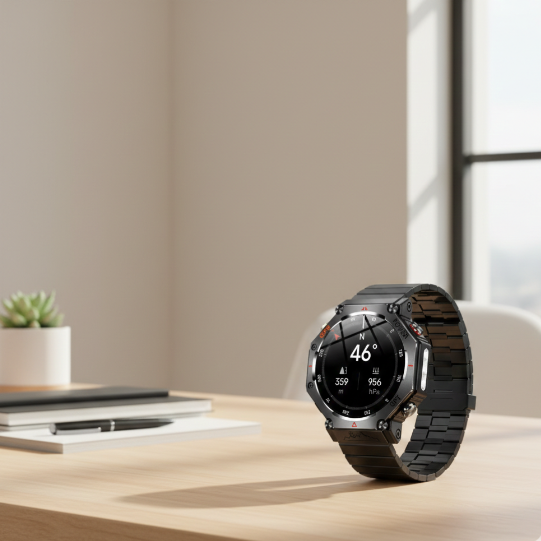 AMOLED GPS Smartwatch – Waterproof Outdoor Watch with Compass & Altimeter