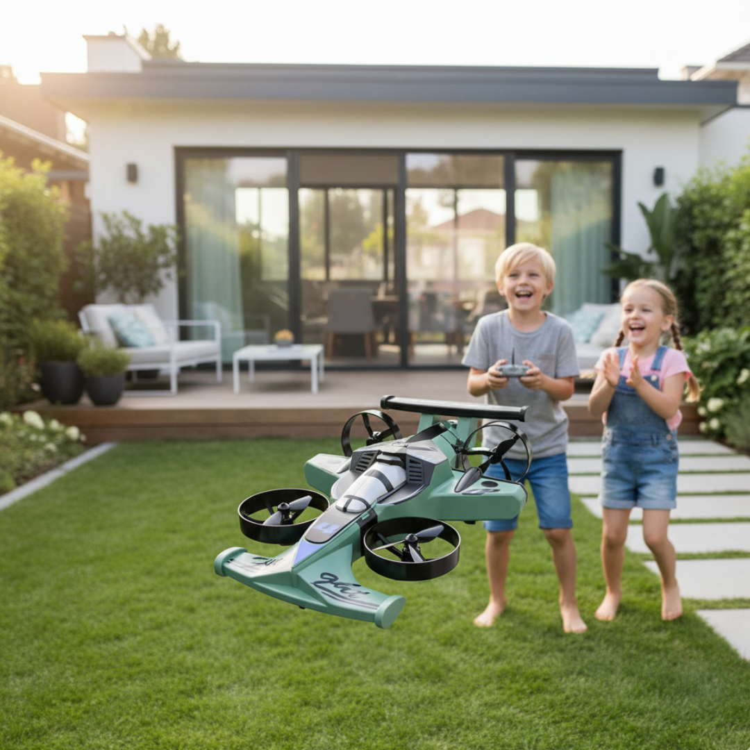 2-in-1 RC Stunt Car & Drone – 360° Rotating Remote Control Vehicle