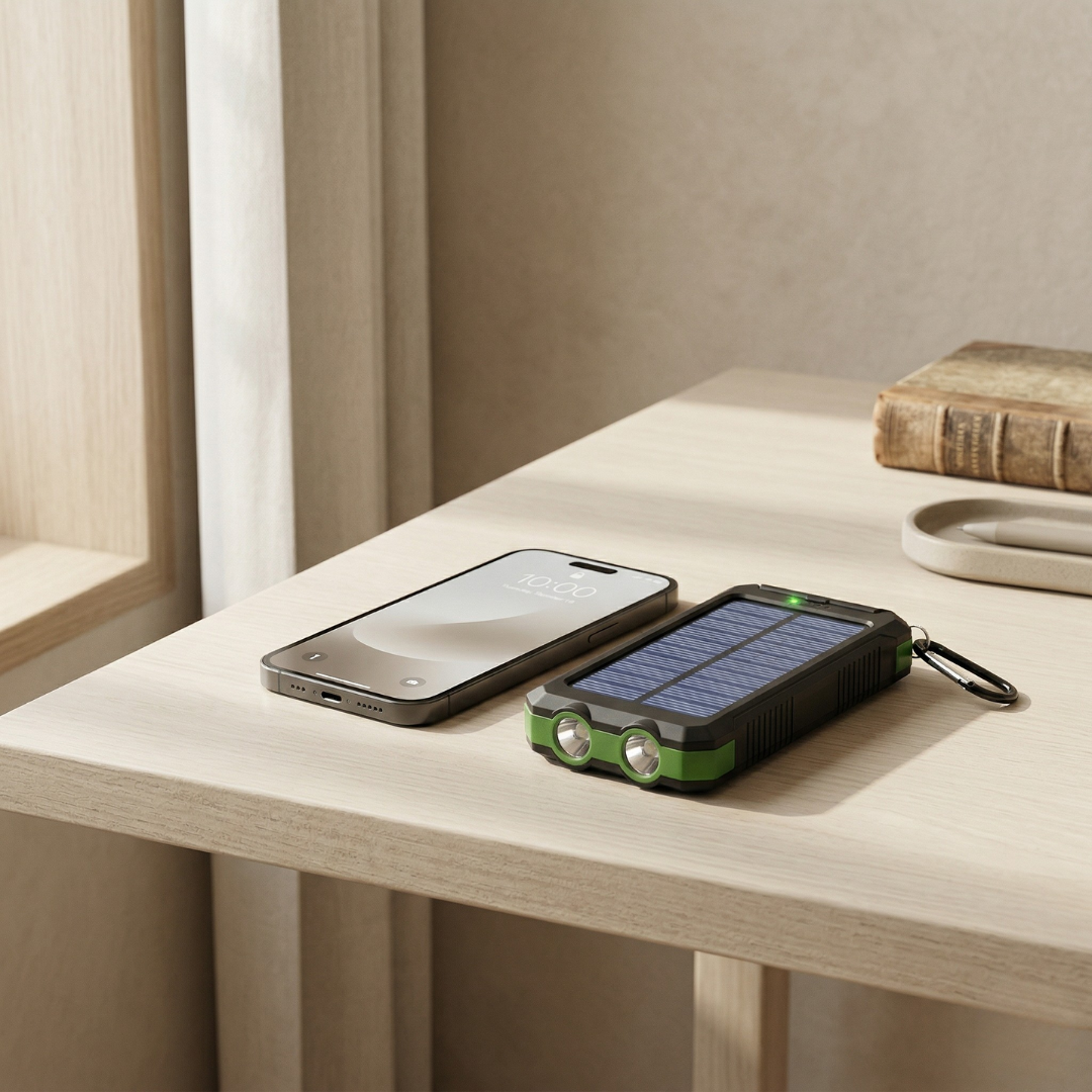 Solar Power Bank with LED Light