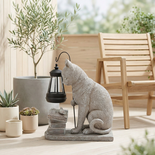 Cat Garden Statue with Solar Light