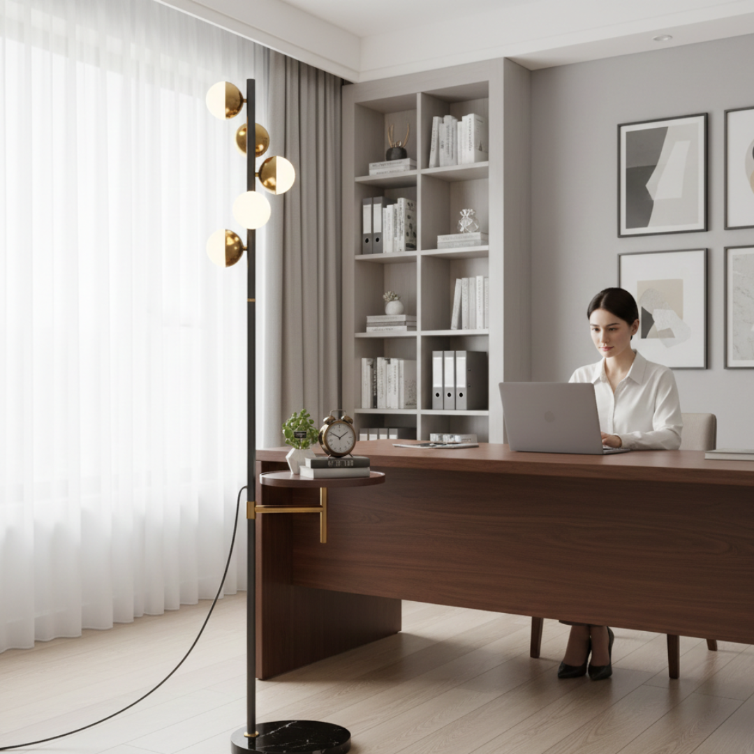 Floor Lamp with Built-in Table