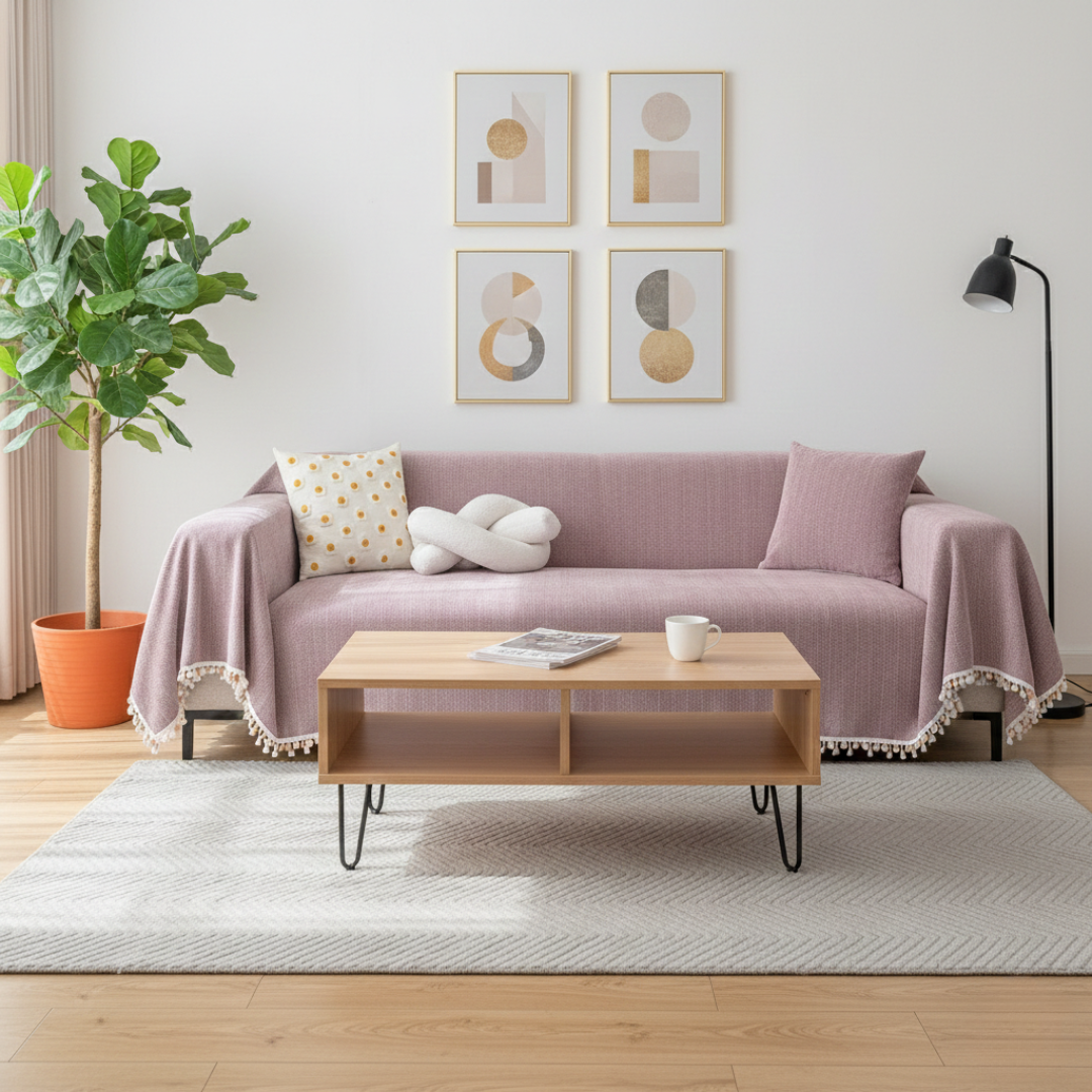 Herringbone Sofa Cover with Tassels