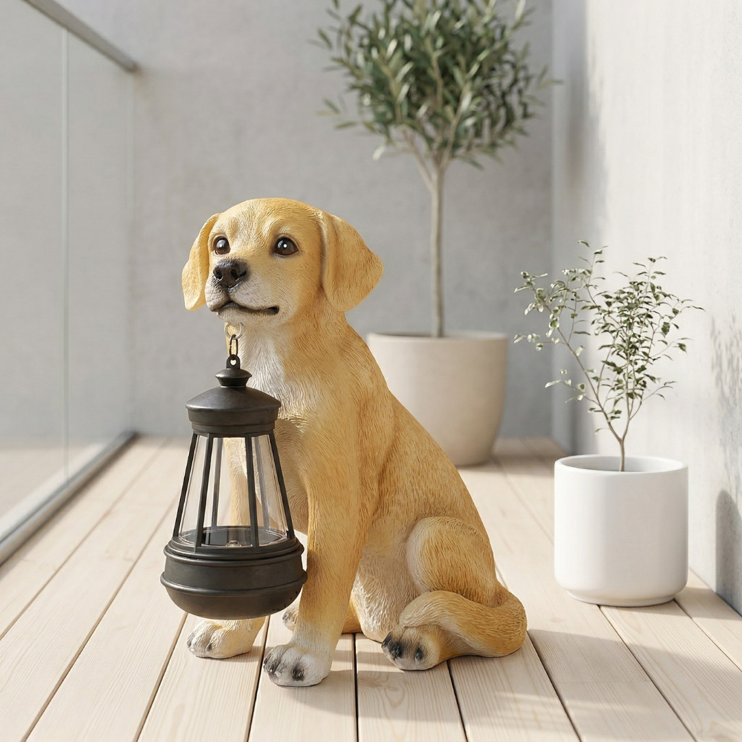Solar Dog Garden Statue