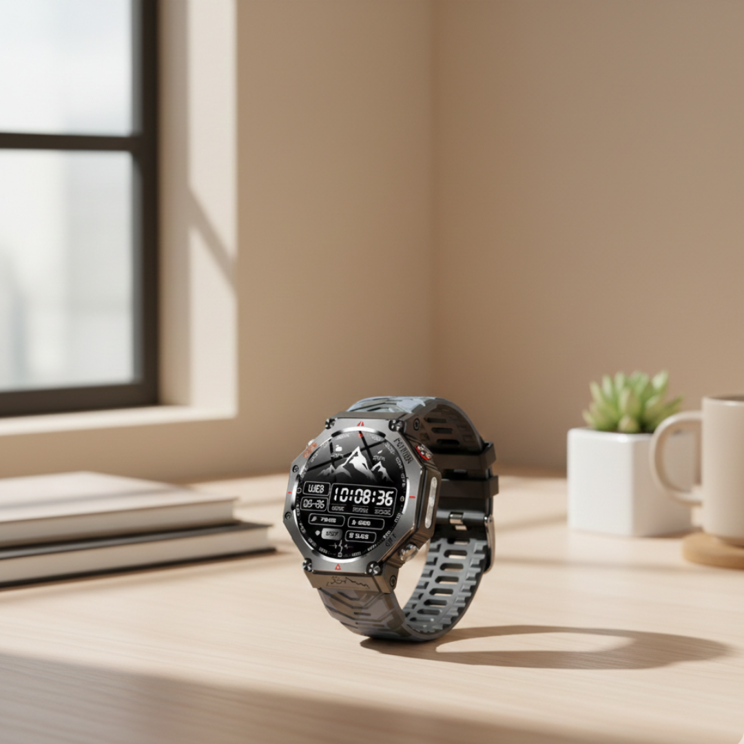 AMOLED GPS Smartwatch – Waterproof Outdoor Watch with Compass & Altimeter