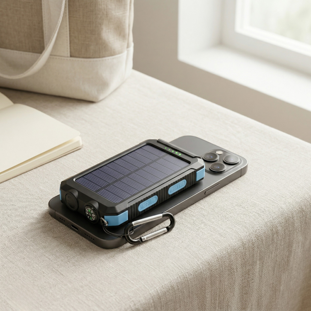 Solar Power Bank with LED Light