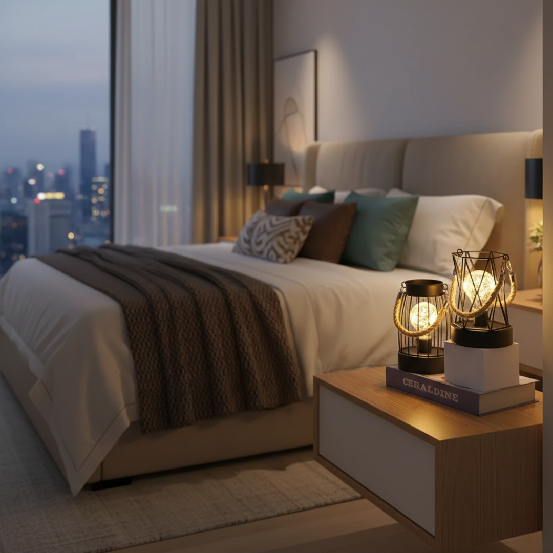 Industrial Cage Table Lamp – Vintage Iron LED Lamp for Bedroom, Living Room & Home Decor