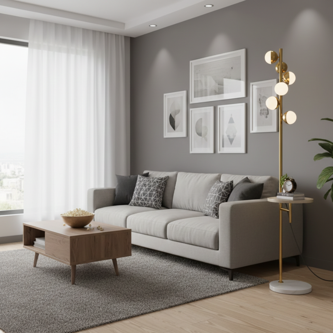 Floor Lamp with Built-in Table