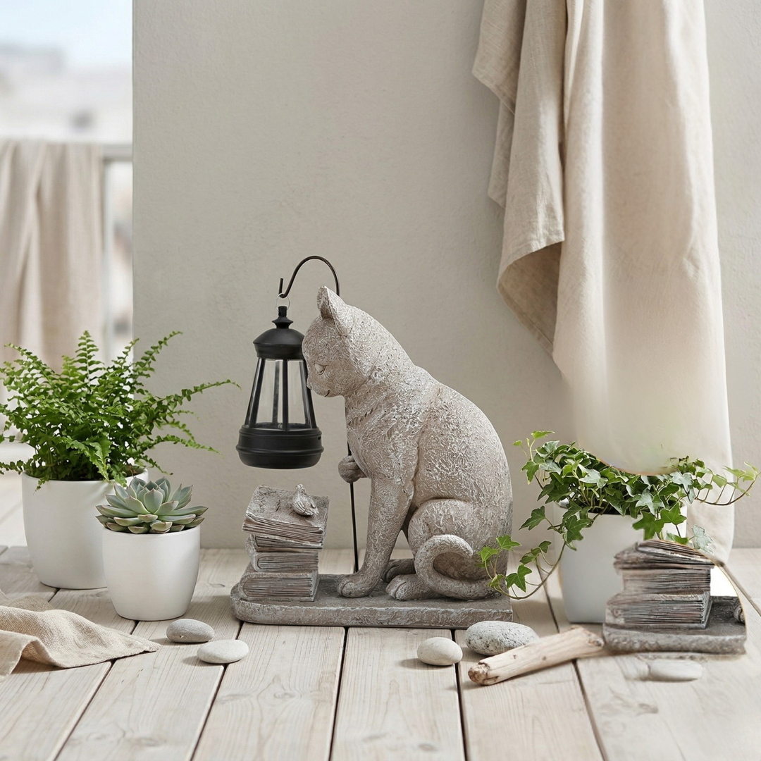Cat Garden Statue with Solar Light