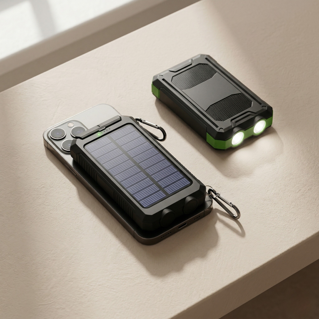 Solar Power Bank with LED Light