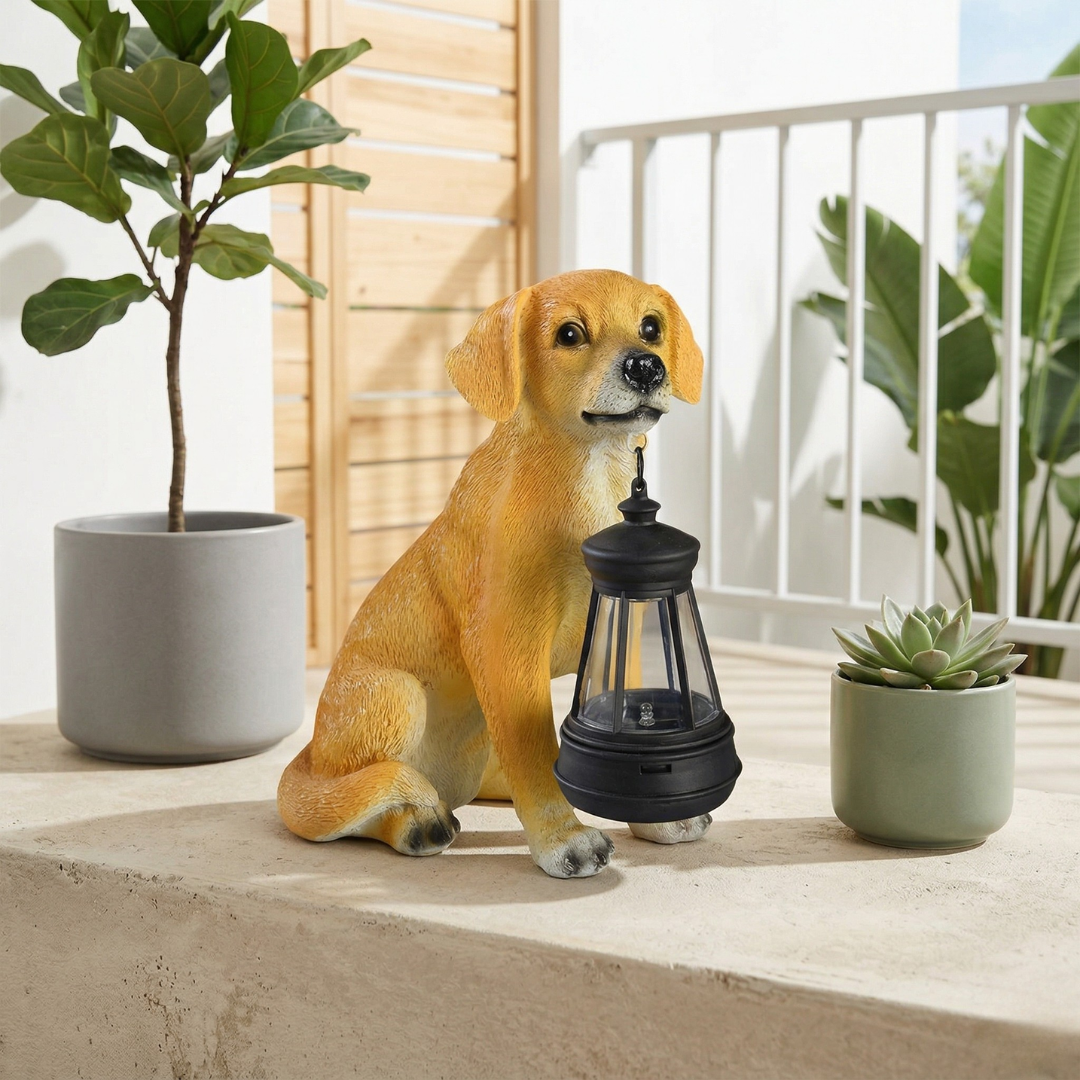 Solar Dog Garden Statue