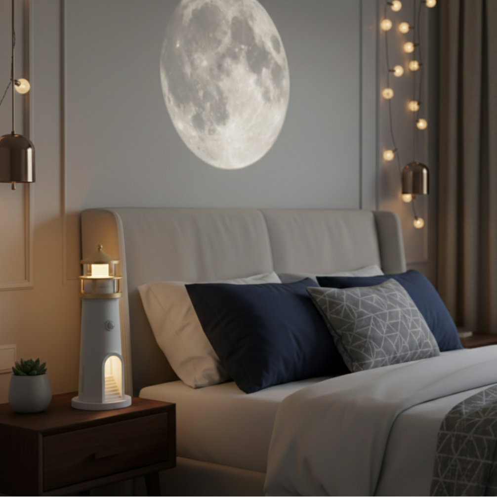Projection Night Light with Bluetooth Speaker – LED Ambient Lamp for Bedroom, Relaxation & Sleep