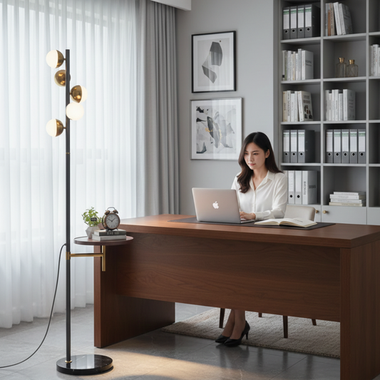 Floor Lamp with Built-in Table