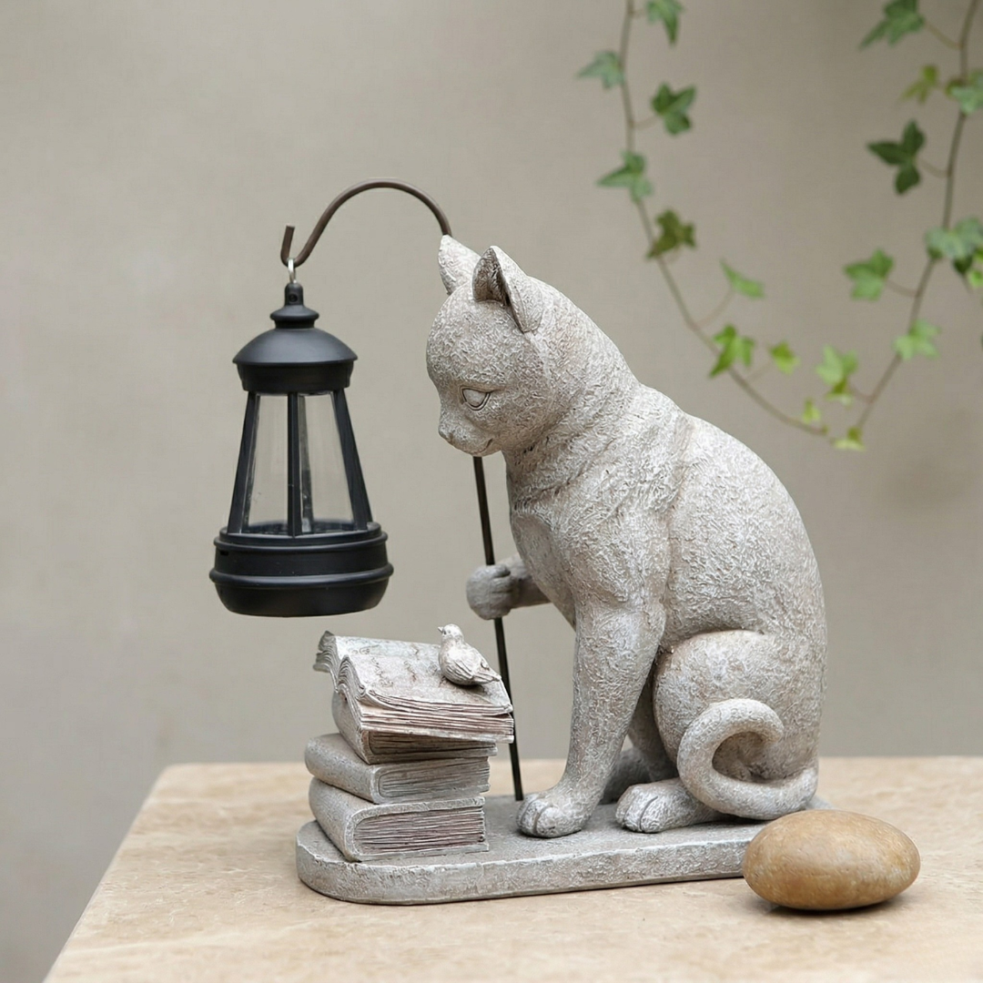 Cat Garden Statue with Solar Light