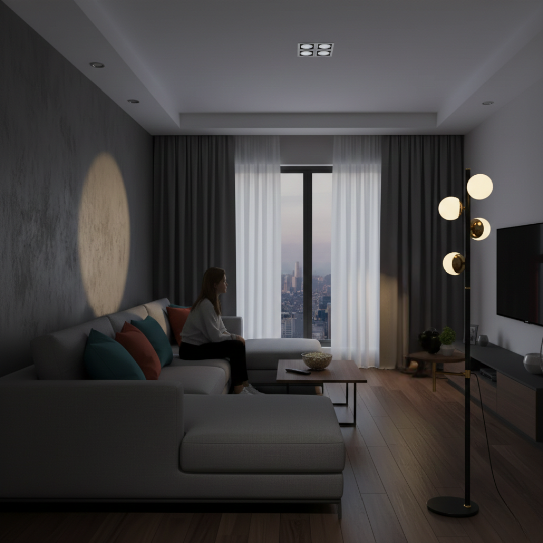 Floor Lamp with Built-in Table