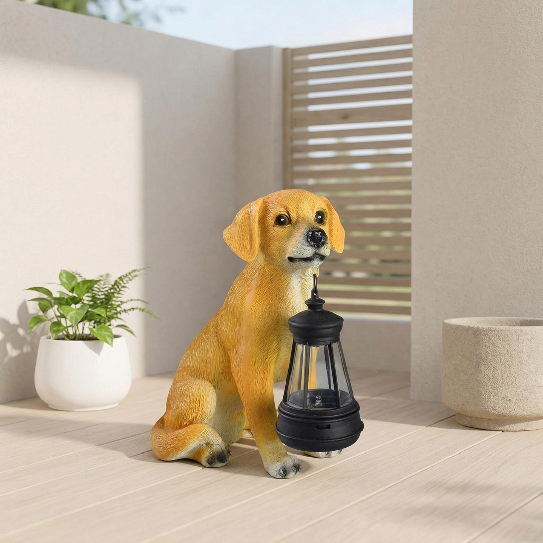 Solar Dog Garden Statue