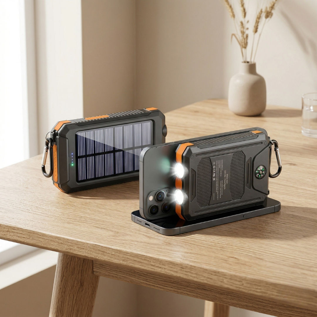 Solar Power Bank with LED Light