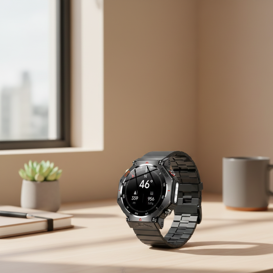 AMOLED GPS Smartwatch – Waterproof Outdoor Watch with Compass & Altimeter