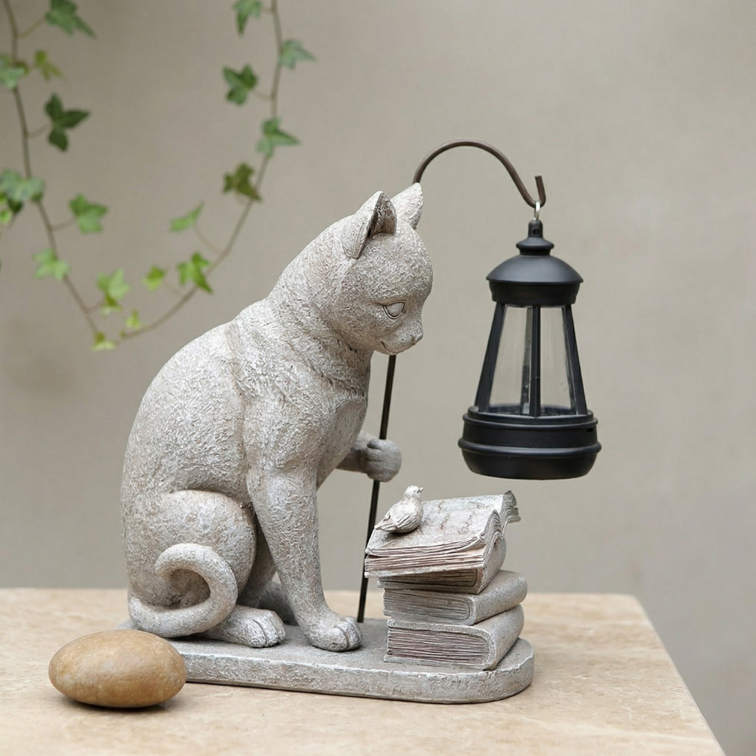 Cat Garden Statue with Solar Light