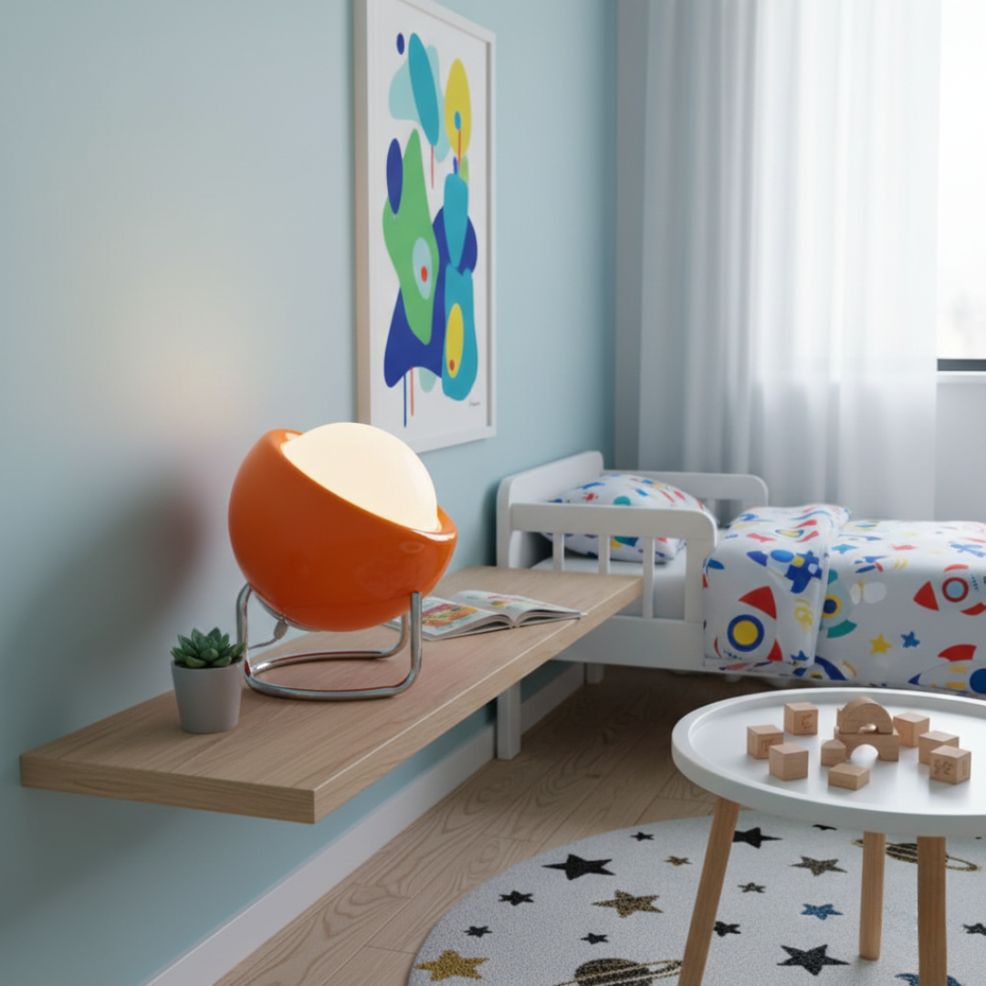 Bauhaus Glass Table Lamp with Stainless Steel Base – Modern LED Bedside Lamp for Living Room & Bedroom