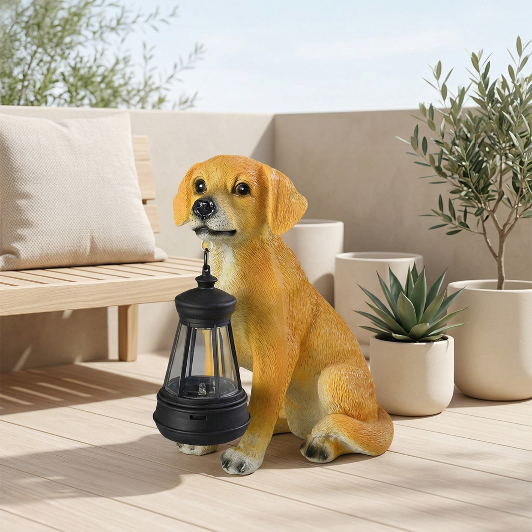 Solar Dog Garden Statue