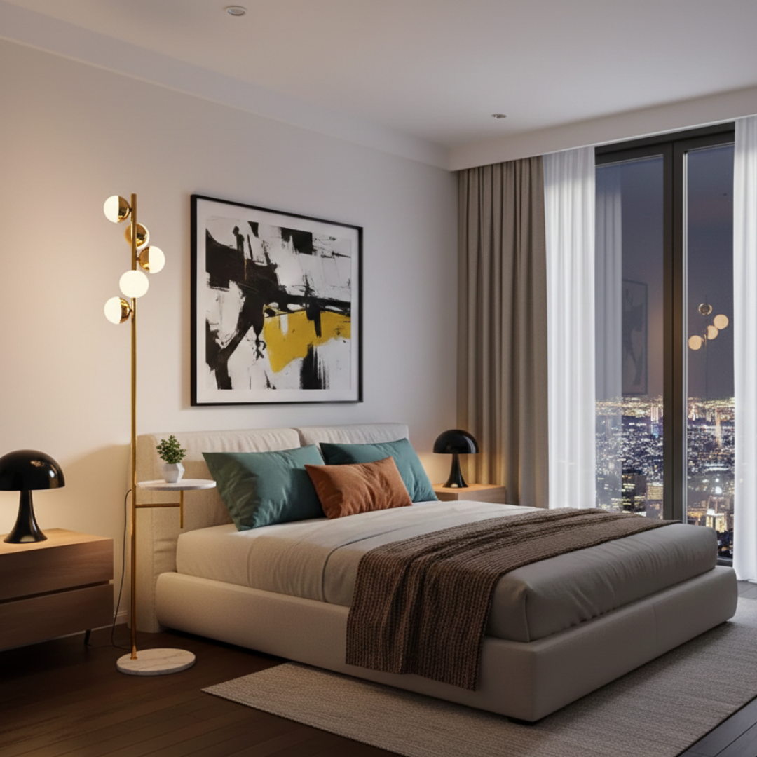 Floor Lamp with Built-in Table