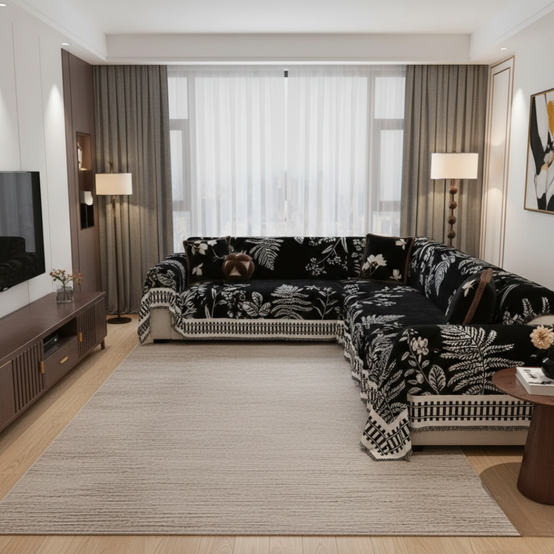 Floral Chenille Sofa Cover
