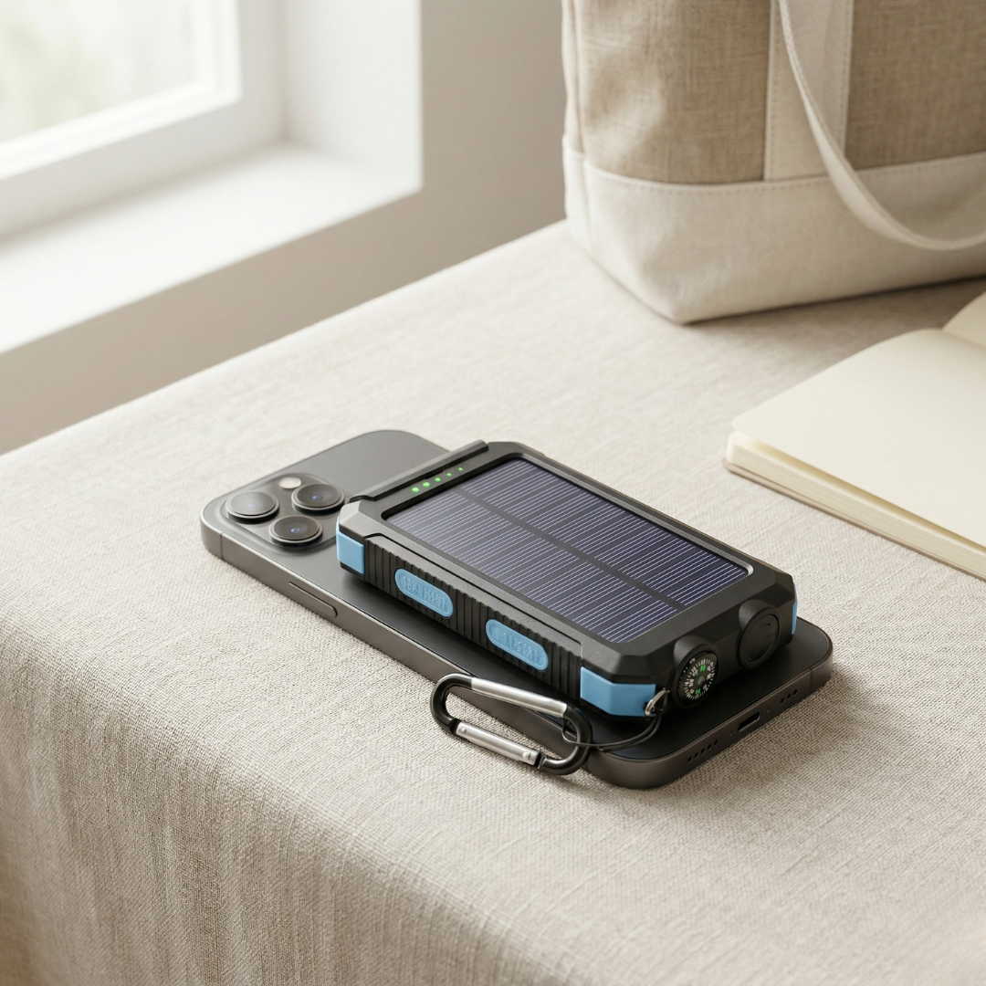 Solar Power Bank with LED Light