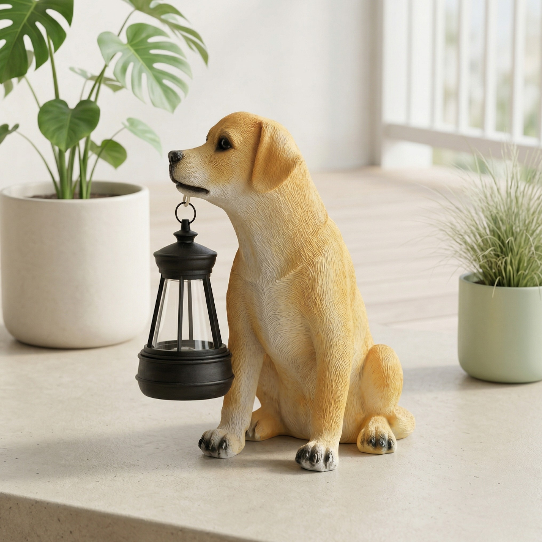 Solar Dog Garden Statue