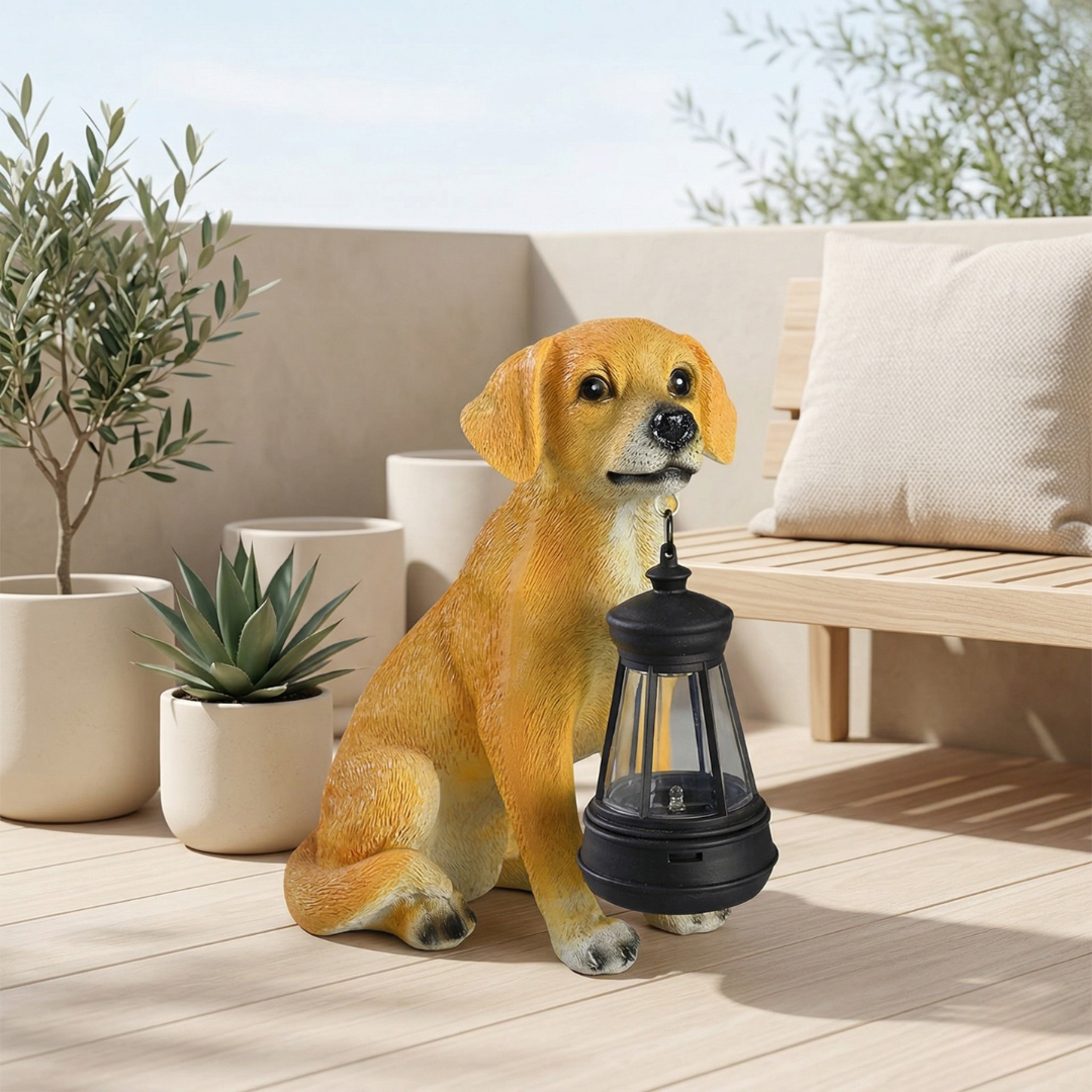 Solar Dog Garden Statue