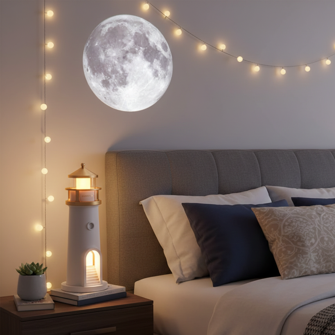 Projection Night Light with Bluetooth Speaker – LED Ambient Lamp for Bedroom, Relaxation & Sleep