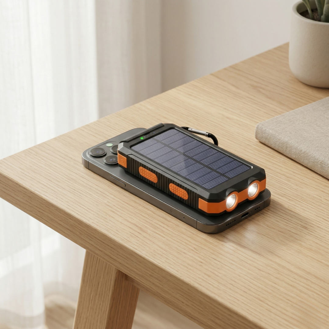Solar Power Bank with LED Light