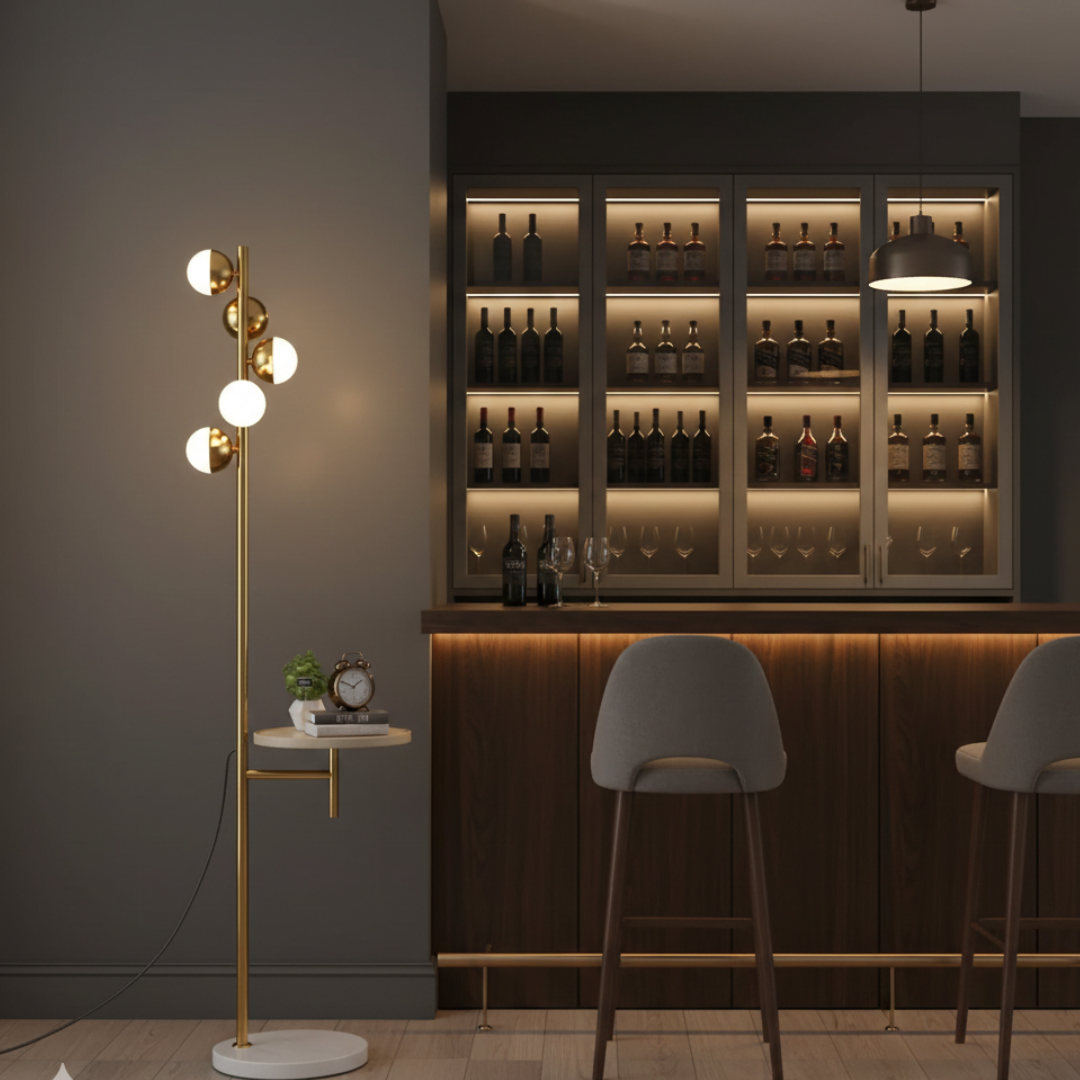 Floor Lamp with Built-in Table