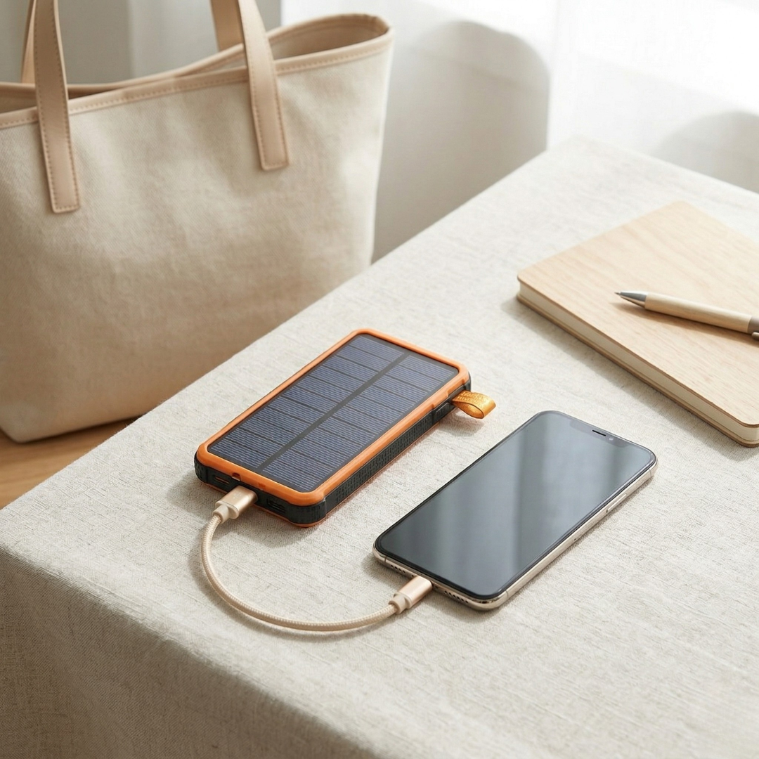 Solar Power Bank with Flashlight