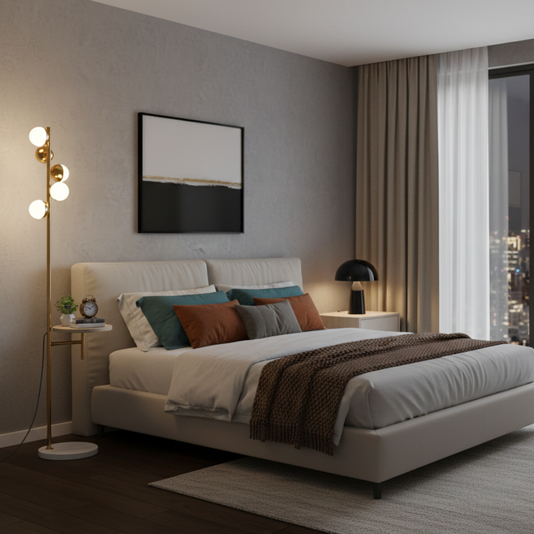 Floor Lamp with Built-in Table
