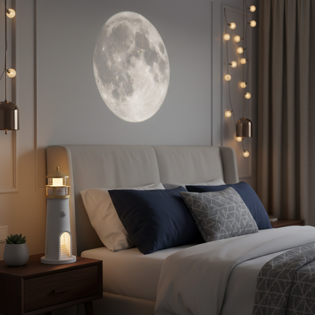Projection Night Light with Bluetooth Speaker – LED Ambient Lamp for Bedroom, Relaxation & Sleep