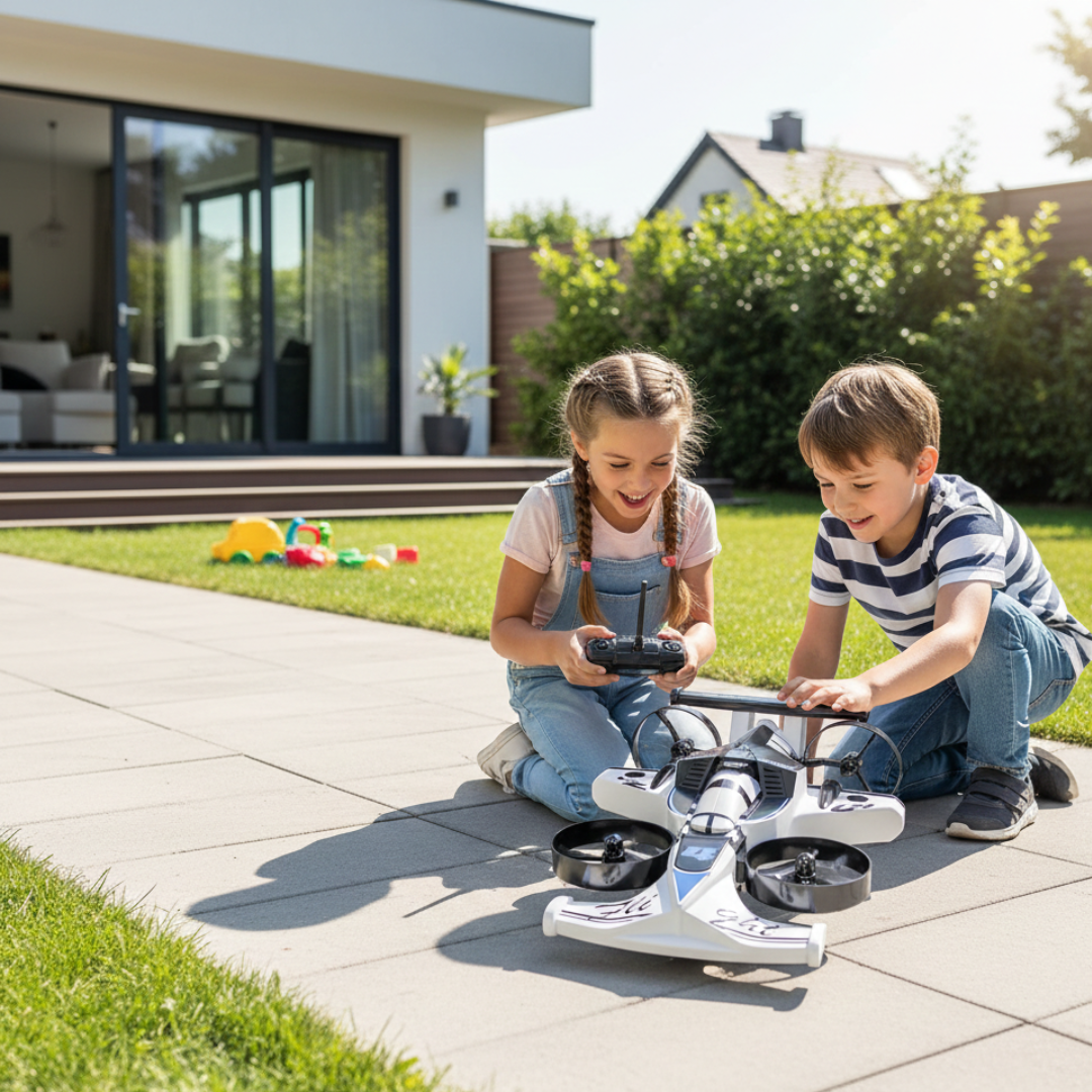 2-in-1 RC Stunt Car & Drone – 360° Rotating Remote Control Vehicle